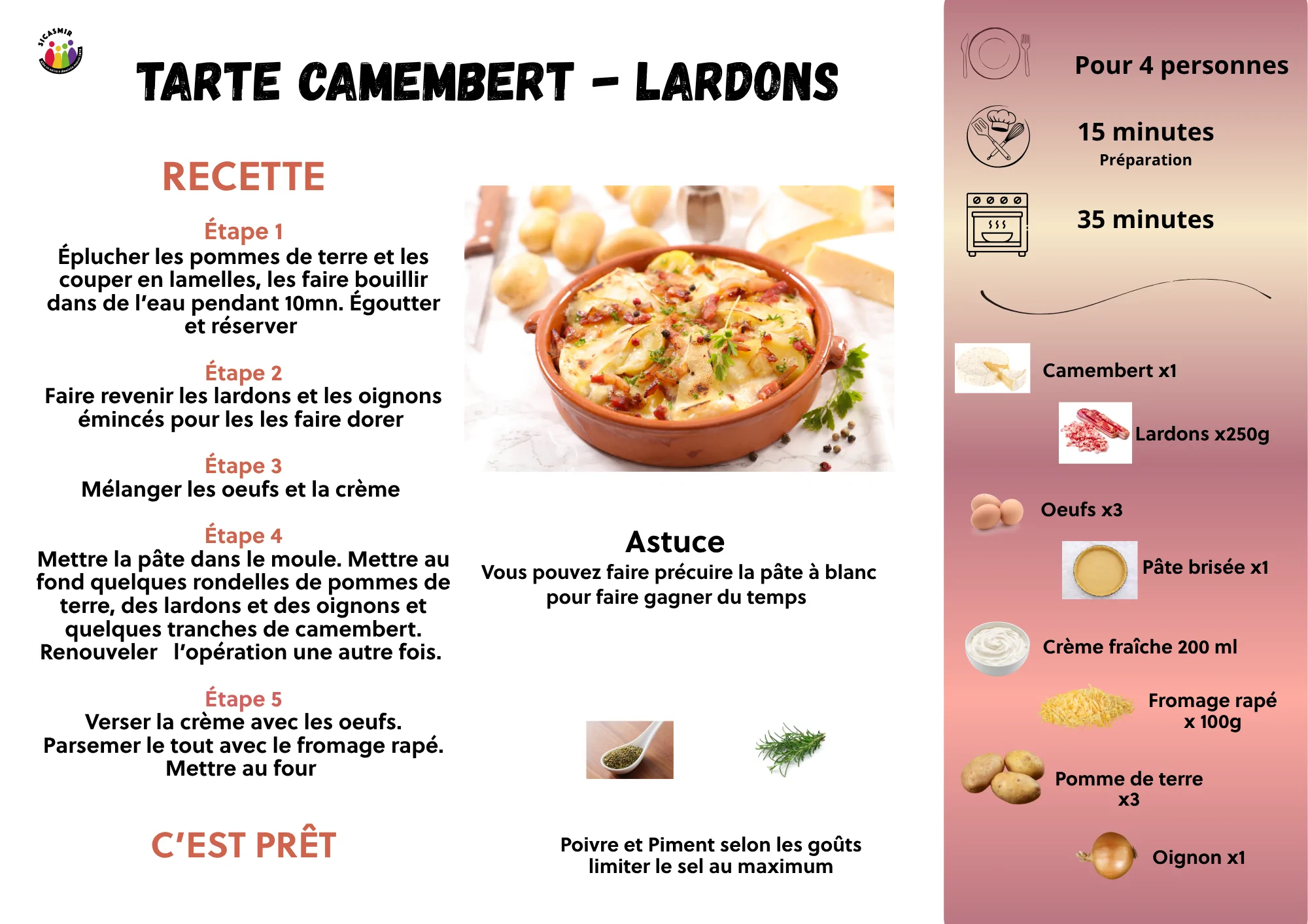 Tarte Camembert-Lardons